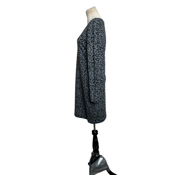 Banana Republic gray black leopard print long sleeves sheath dress size 4 - Picture 5 of 13